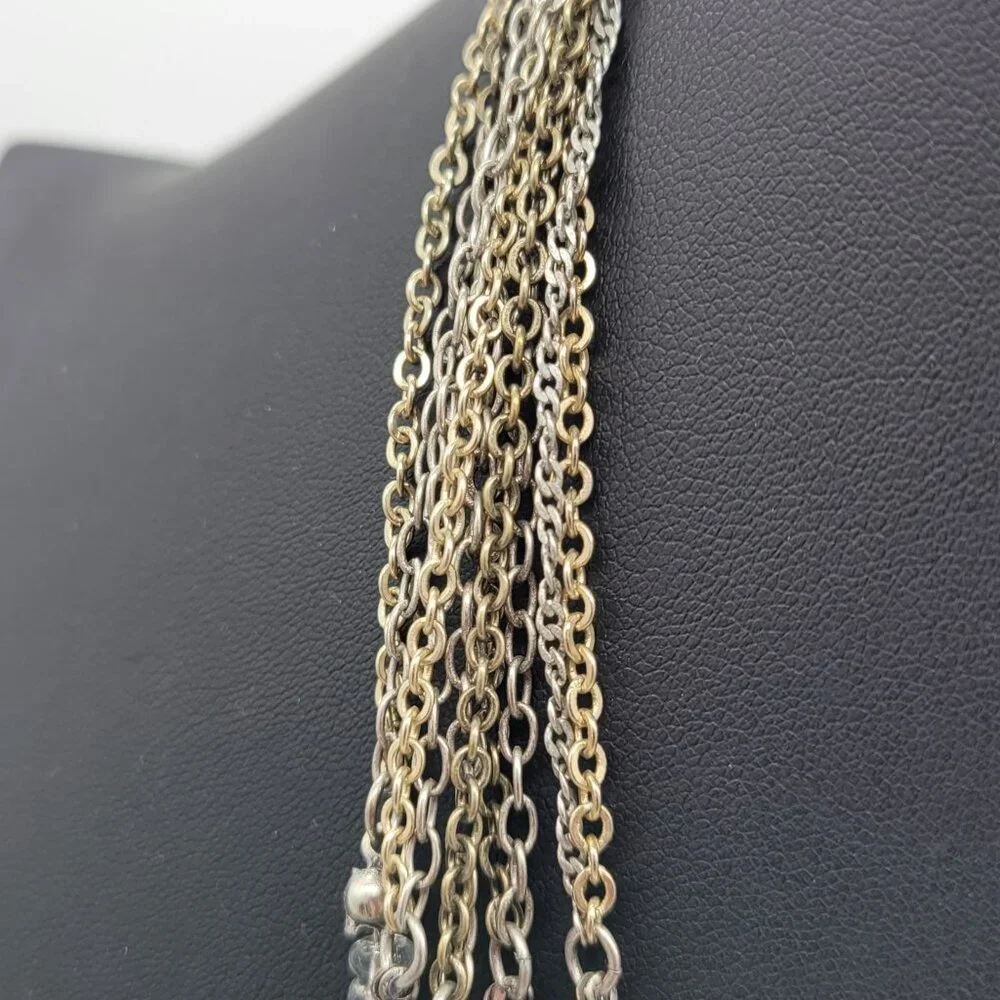 Chico's 5 Layer Mixed Metal Necklace Antiqued Silver & Gold Tone Business Casual